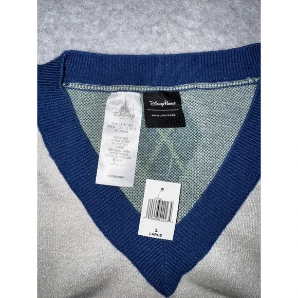 Disney Parks Monsters University Sweater Large Cream Navy V-Neck MU - Picture 2 of 14